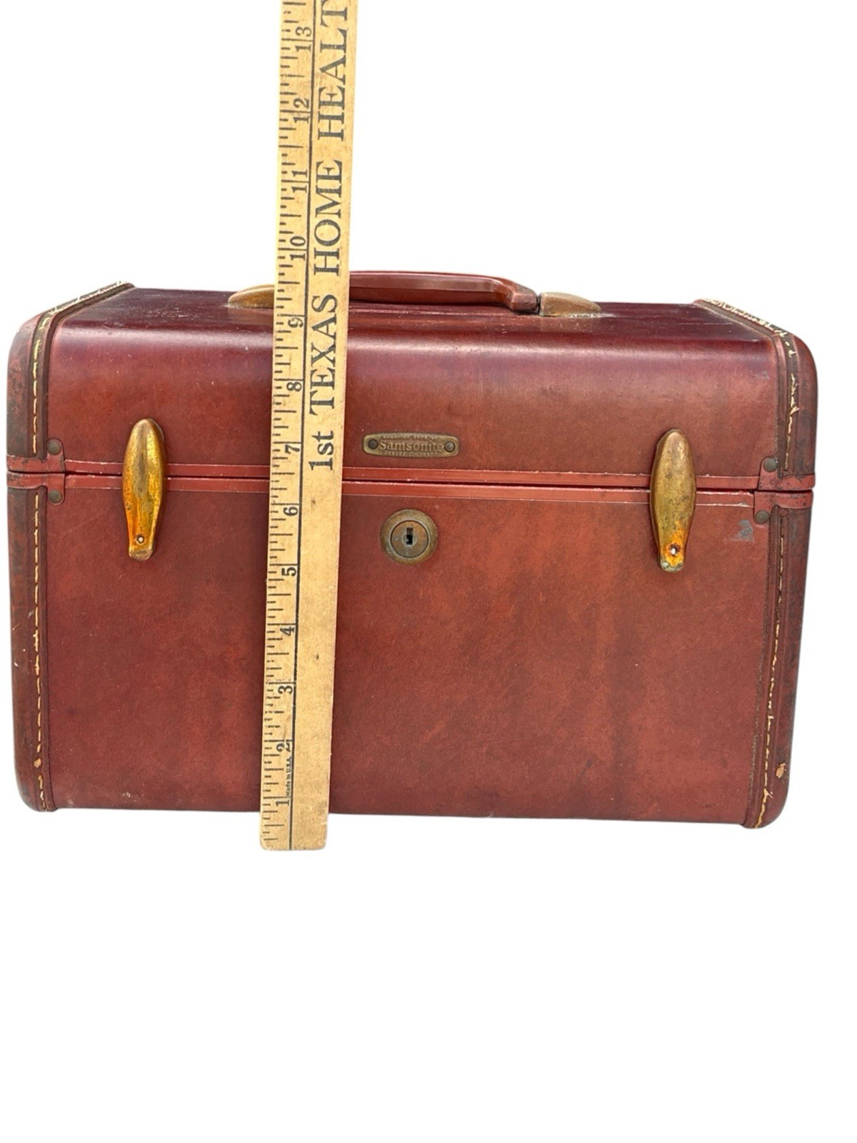 Vintage Samsonite Train Travel Case Shwayder Bros Luggage Carry-On Brown Cognac