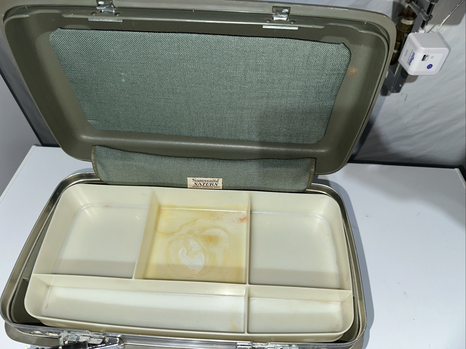 Samsonite Saturn Avocado Green Hard Shell Train Travel Makeup Case Tray No Key