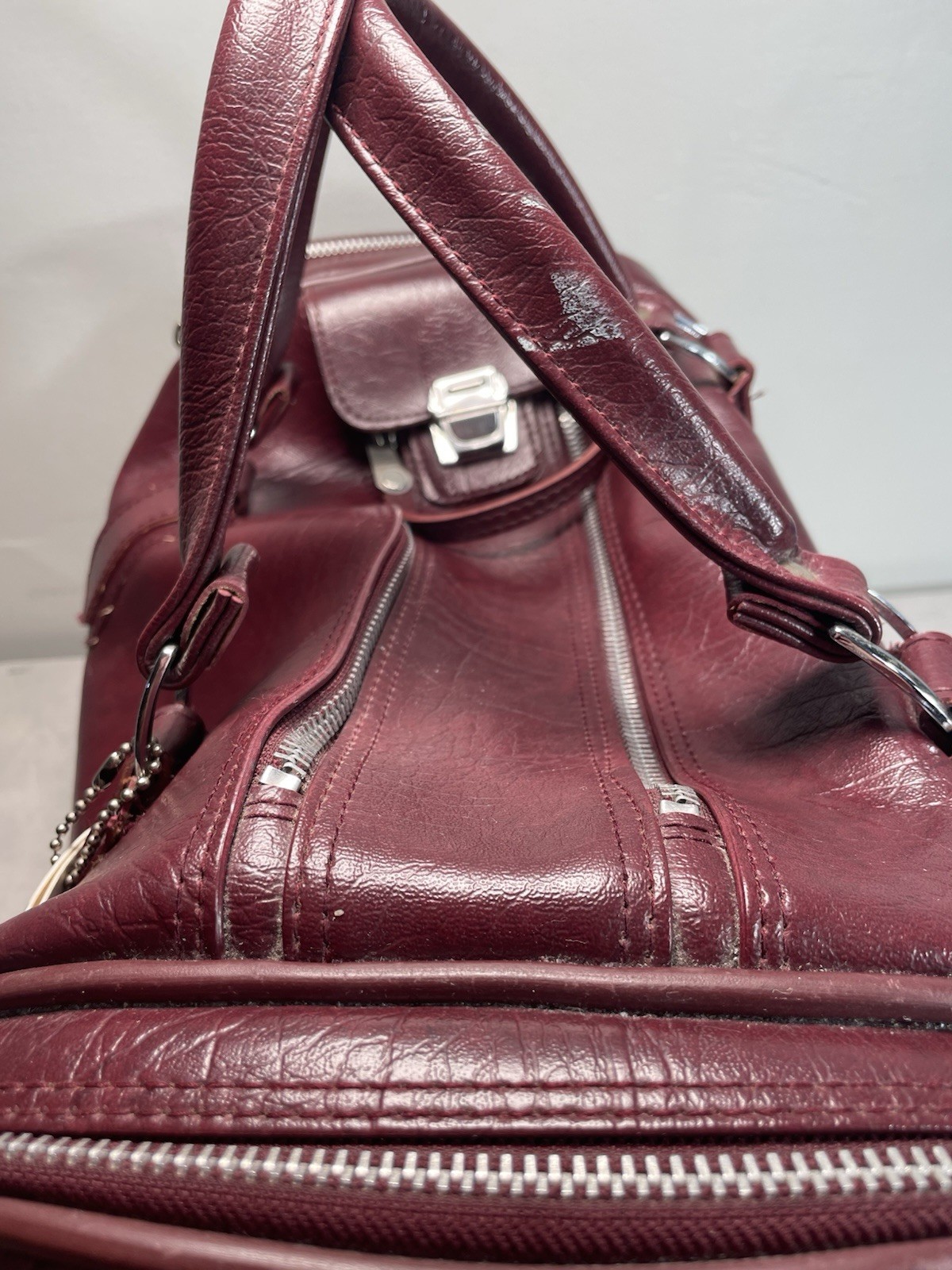 Vintage American Tourister Burgundy Carry On Travel Bag Weekender Duffel