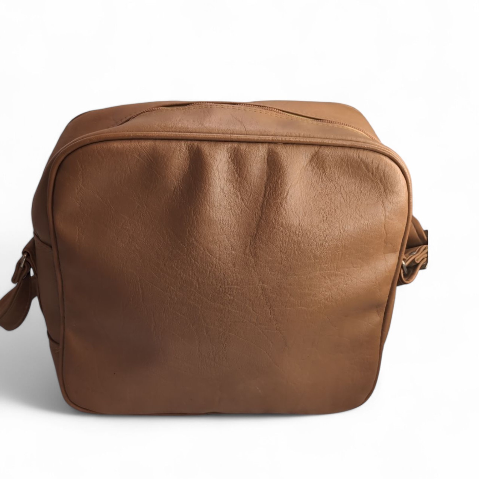 Vintage Samsonite Shoulder Bag Faux Leather Tan Travel Crossbody 11×11