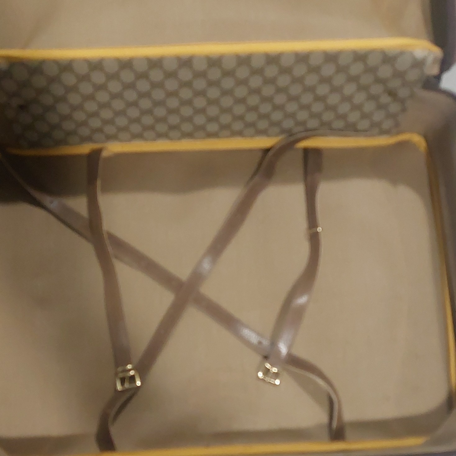 Vintage Gucci Brown Leather Canvas Monogram Suitcase