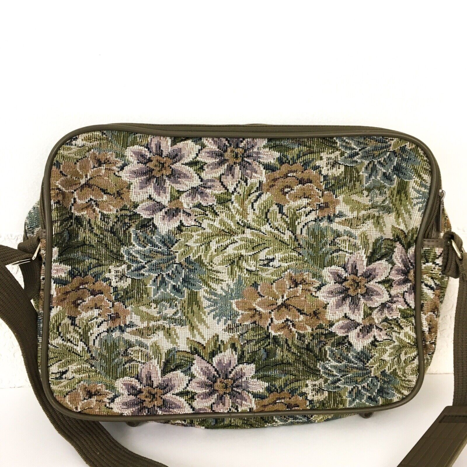 vintage 80s Jordache floral tapestry carpet bag carry on luggage weekender