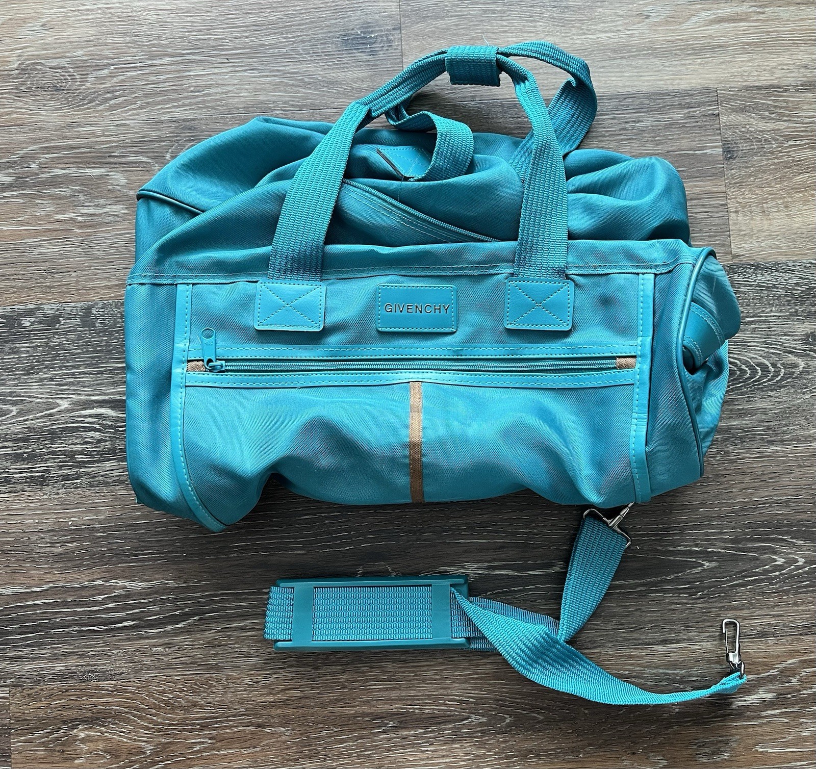 Vintage 90’s Givenchy Turquoise Duffle Travel Bag