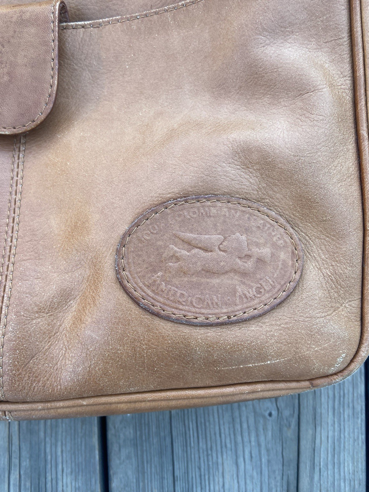 Vintage Columbian Brand Worn Leather Travel Garmet Bag
