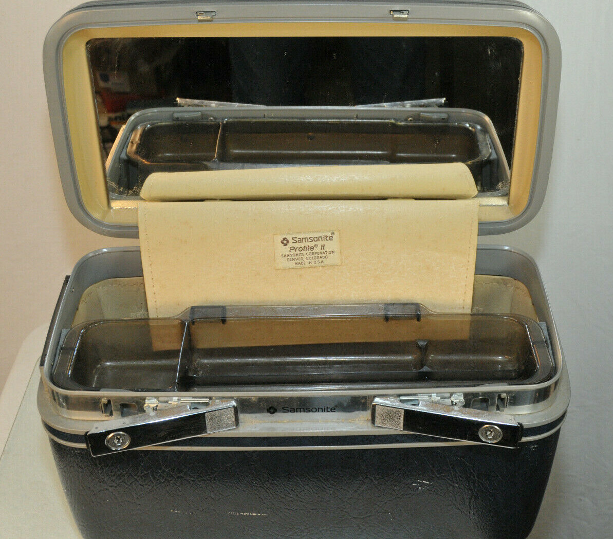 Vintage Samsonite Profile II Carryon Train Makeup Case Tray and Mirror Blue
