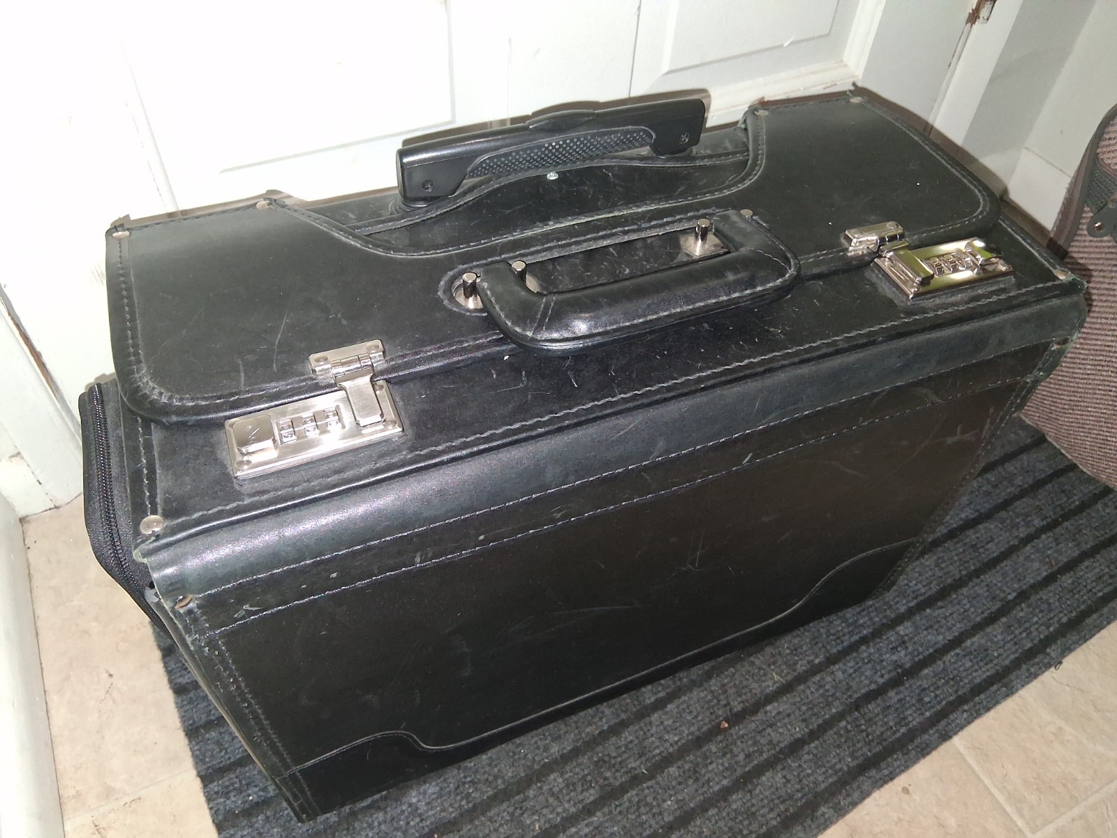 Korchmar Black Leather Attache Briefcase for Lawyers, Pilots, and Physicians