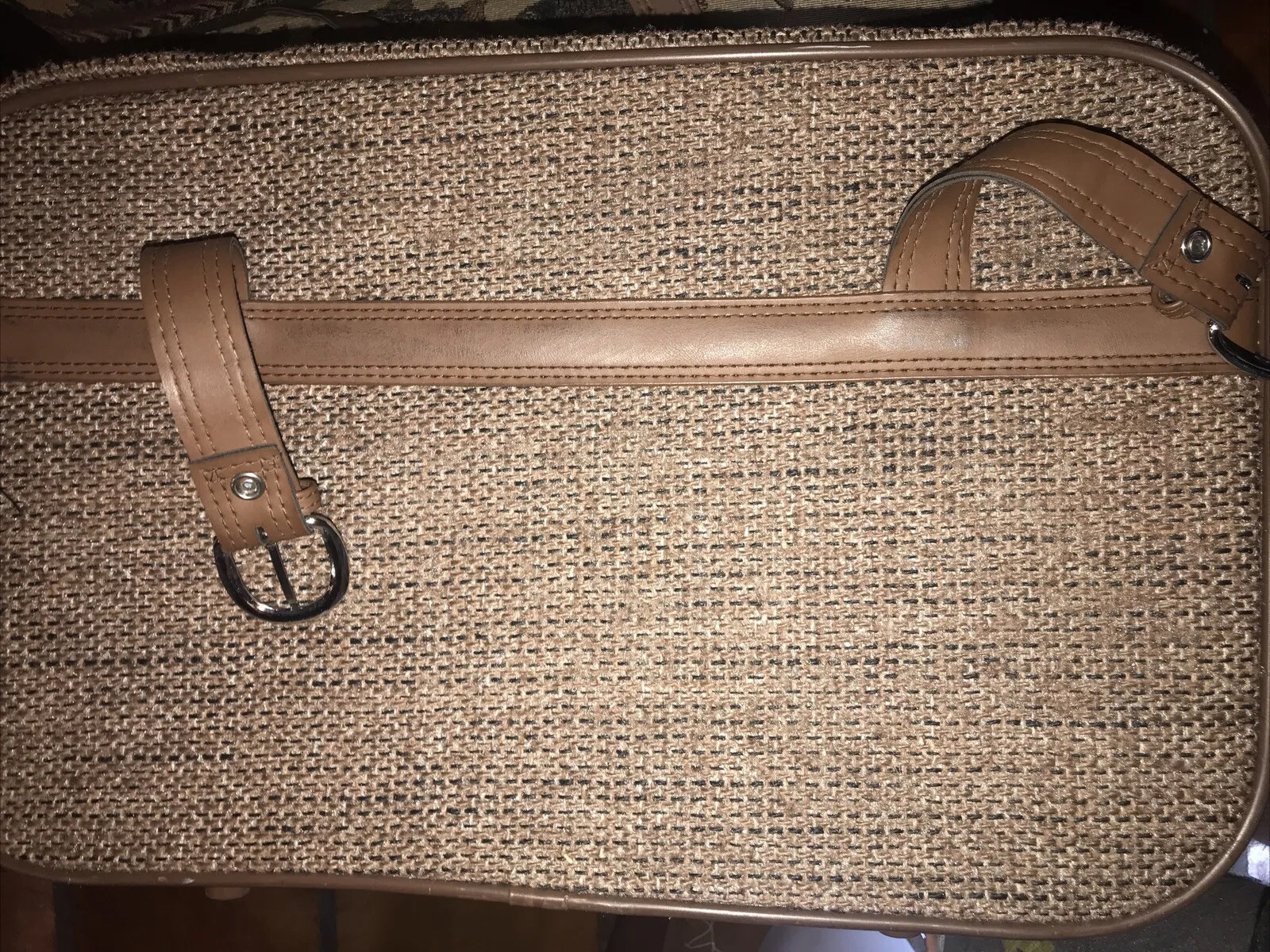 Vintage Skyway Travel Bag Suitcase Tweed Brown Tan Luggage 1960s~80s carry on