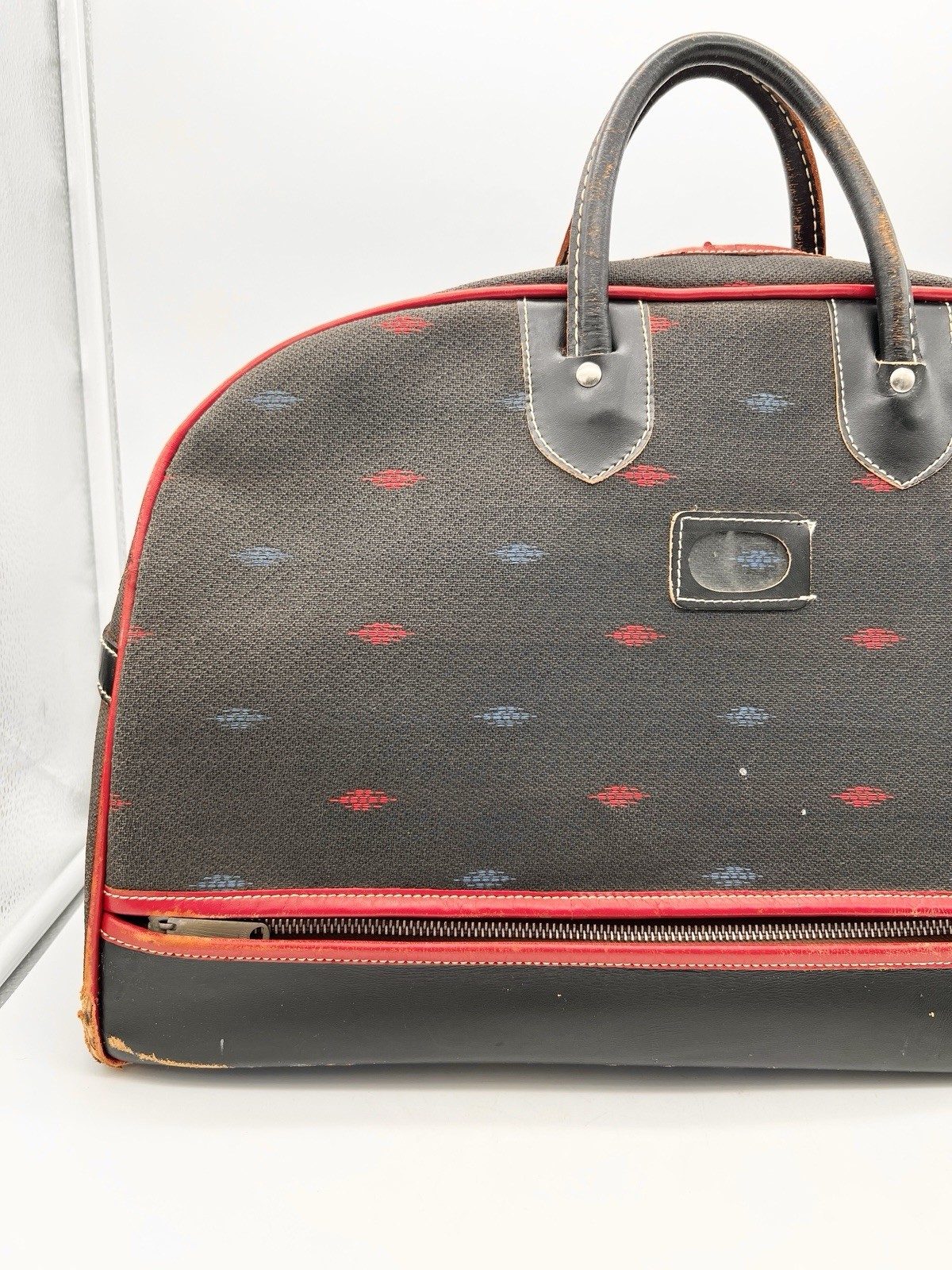​Vintage Mid-Century Tweed Suitcase Train Case Vanity Travel Bag Retro
