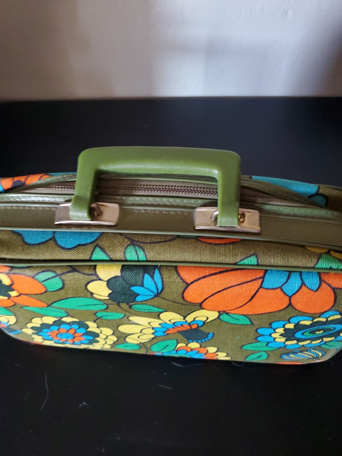 Vtg Bantam Mini Suitcase Overnight Carry-on Retro Floral Hippie Boho Has Key