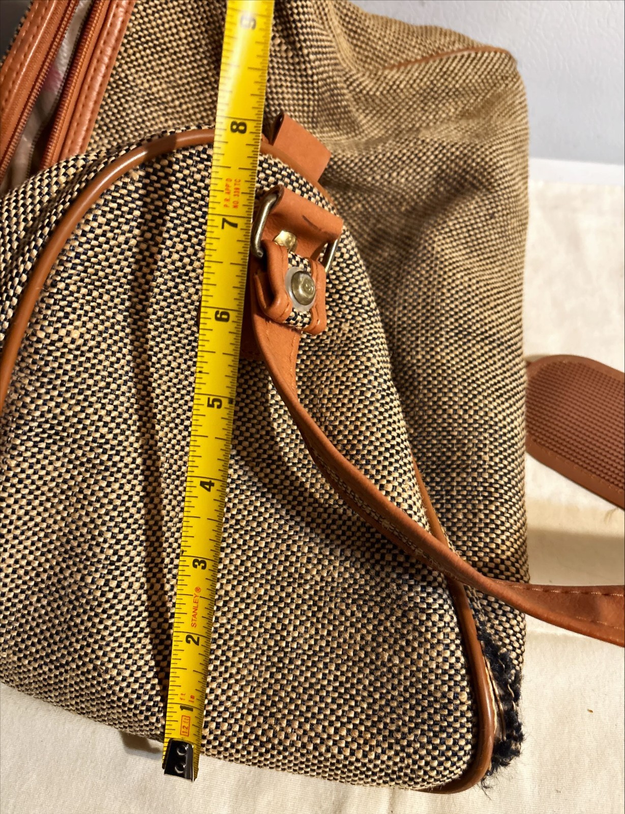 Samsonite VTG Sm Tweed Jute Duffle Carry On Weekender Bag