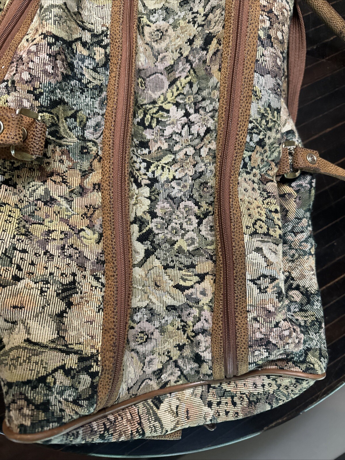 Vintage 1975 Sasson Floral/Leather Carry On/Weekender Bag