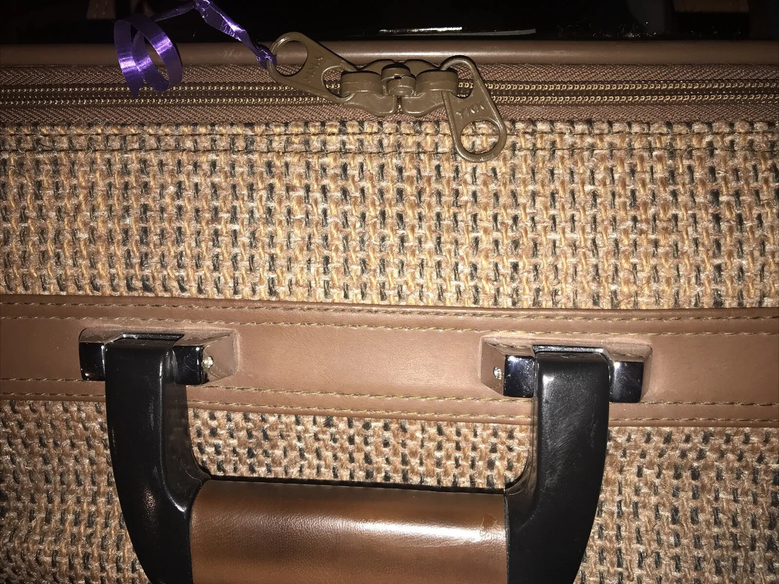 Vintage Skyway Travel Bag Suitcase Tweed Brown Tan Luggage 1960s~80s carry on