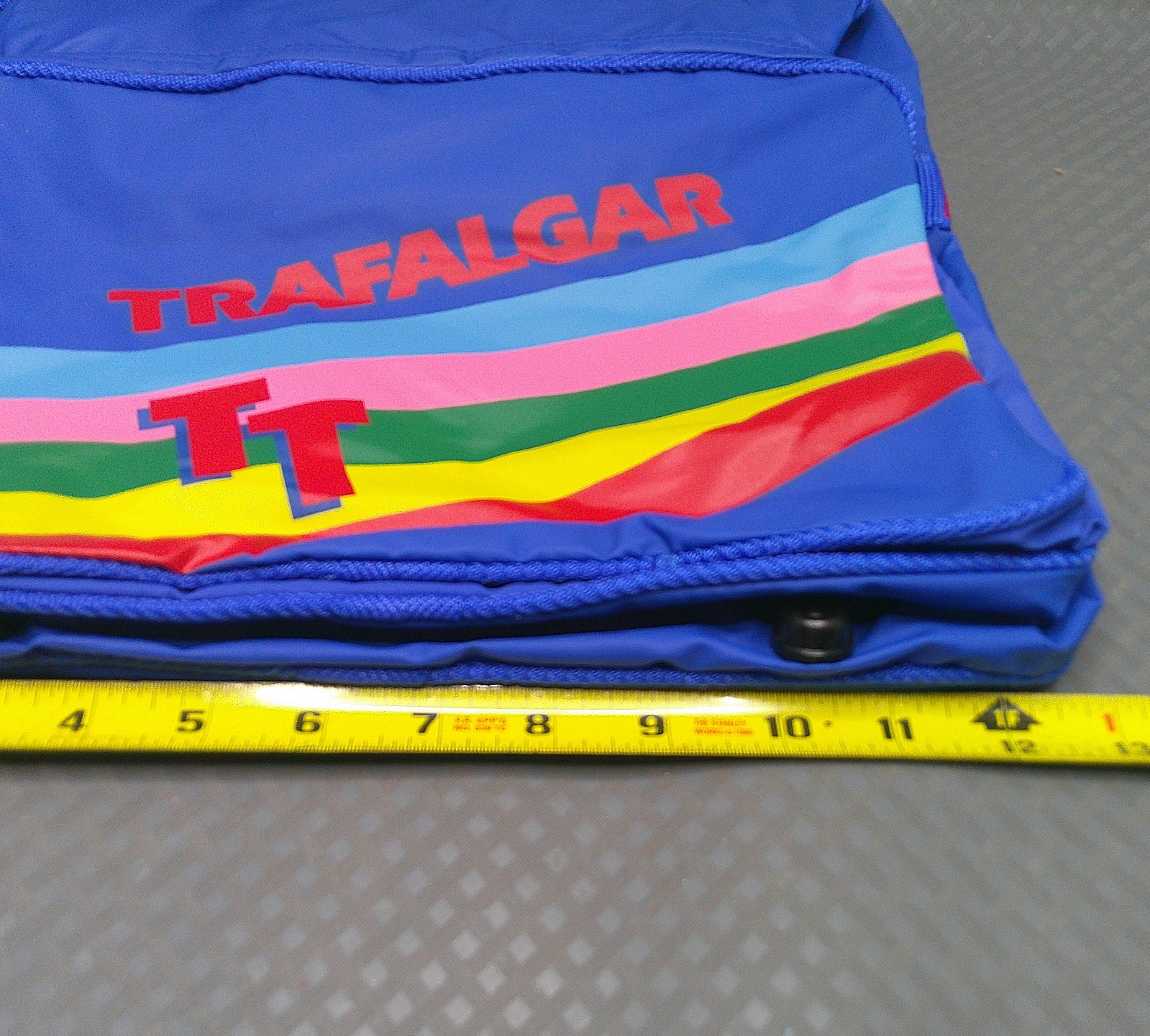 Vintage Trafalgar TT Soft Travel Bag Passport Wallet Strap Zippers Blue Rainbow