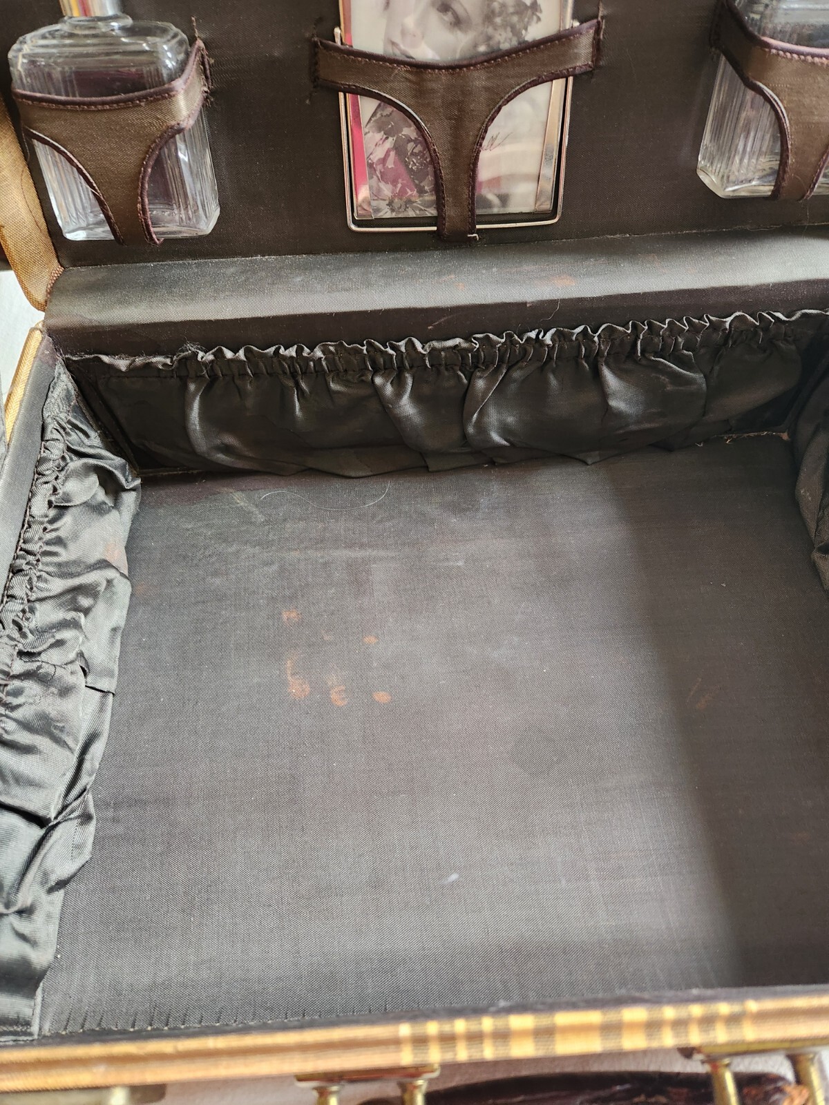 Vintage Stripped Hard Sided Cosmetic Suitcase