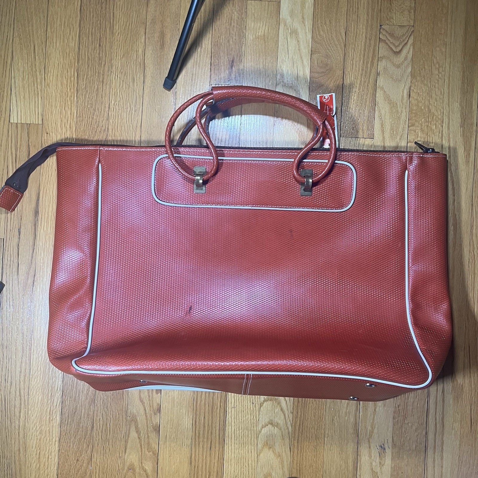USSR CCCP 1985 Vintage Red White Duffle Bag Holdall Synthetic Faux Leather