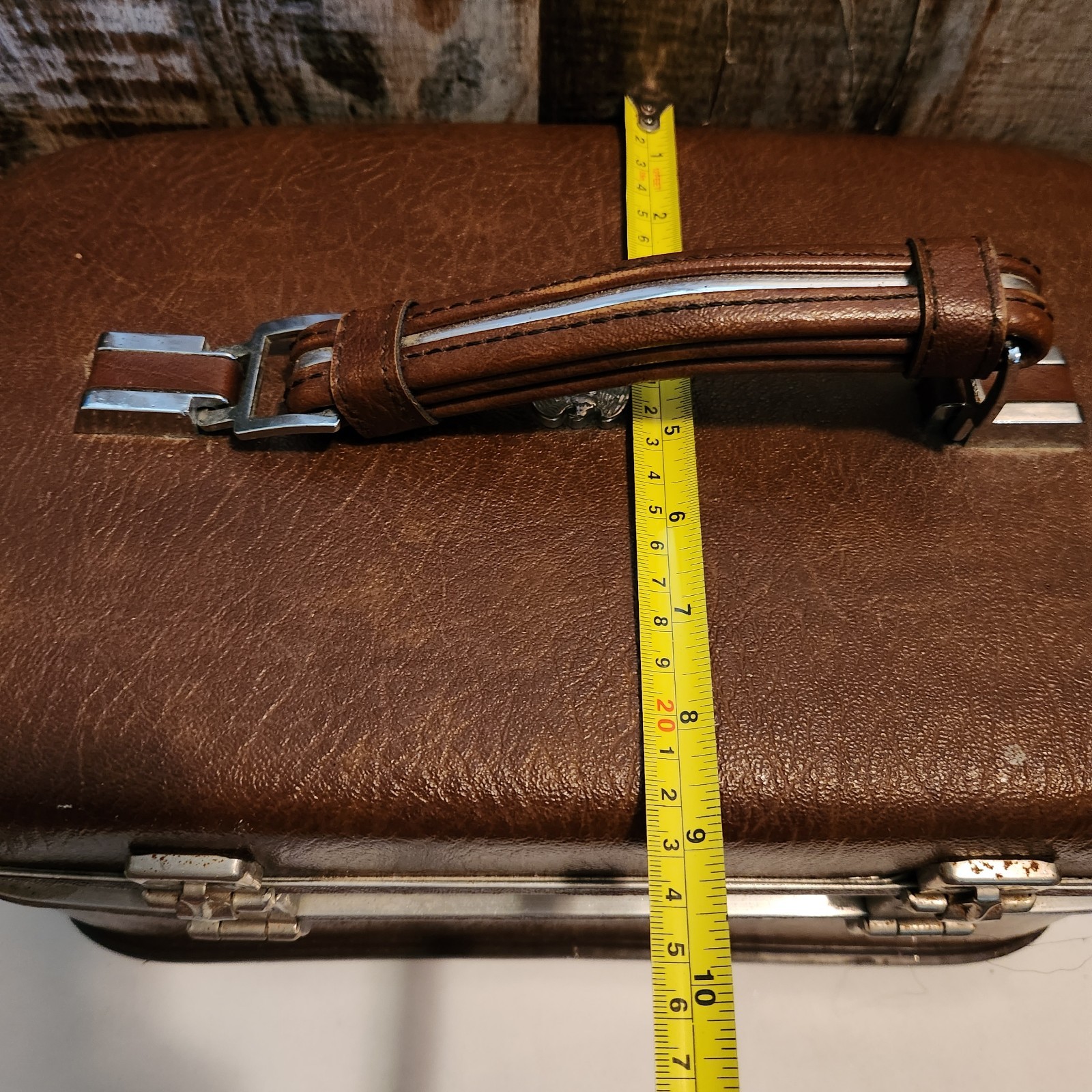 Airway Train Case Luggage Hard Shell Brown Mirror Vintage NO Key As Is Decor