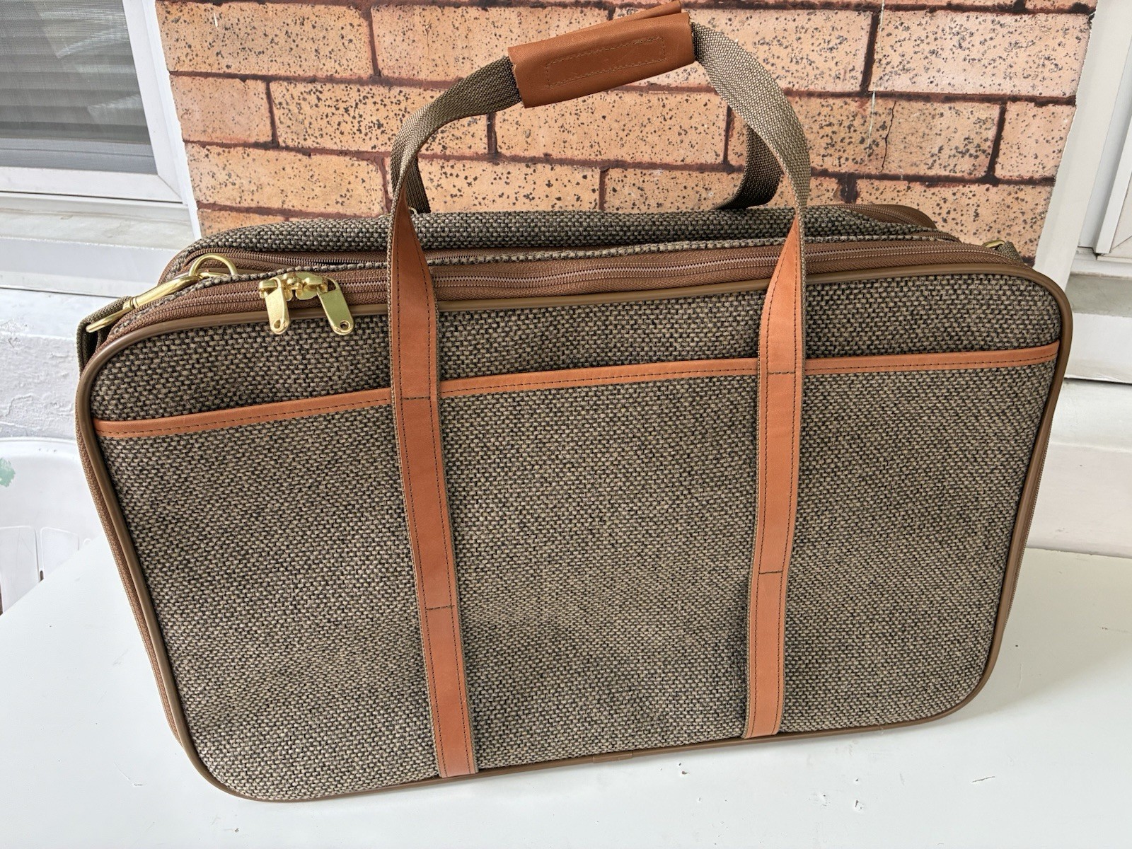 Hartmann MHB~Tweed &Leather 22″ Carry on Luggage Bag Vintage Case Strap Weekende