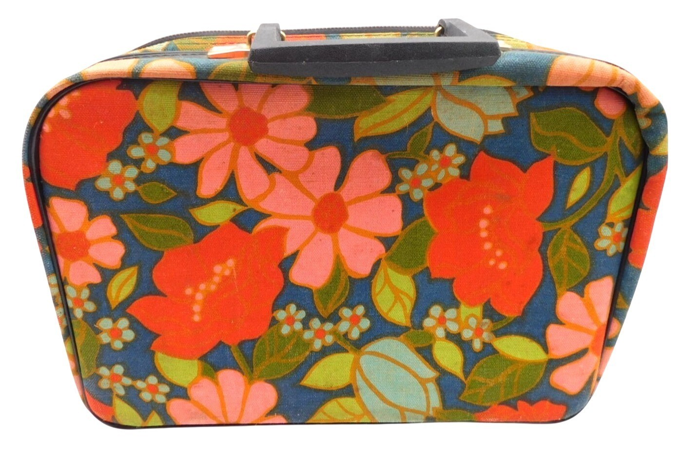 Vintage Flower Power Suitcase Floral Pattern 13″ x 11″ Child Size Japan Key READ