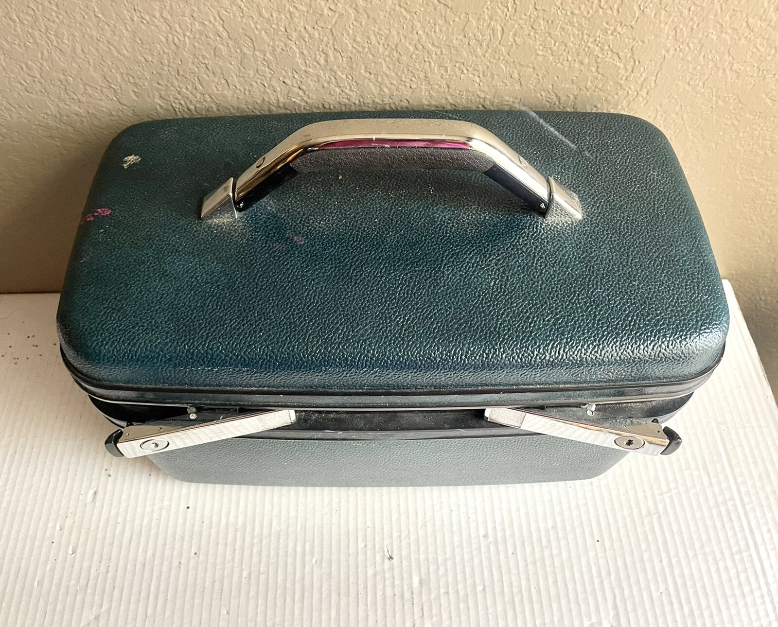Vintage Teal Samsonite Profile Train Case Luggage Makeup – No Tray Key or Mirror