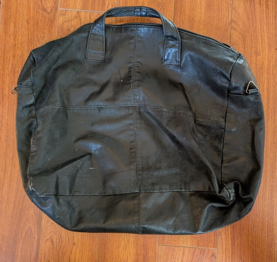 Vintage Leather FOLDABLE Bag Brown Briefcase Computer Travel Carry On Compact