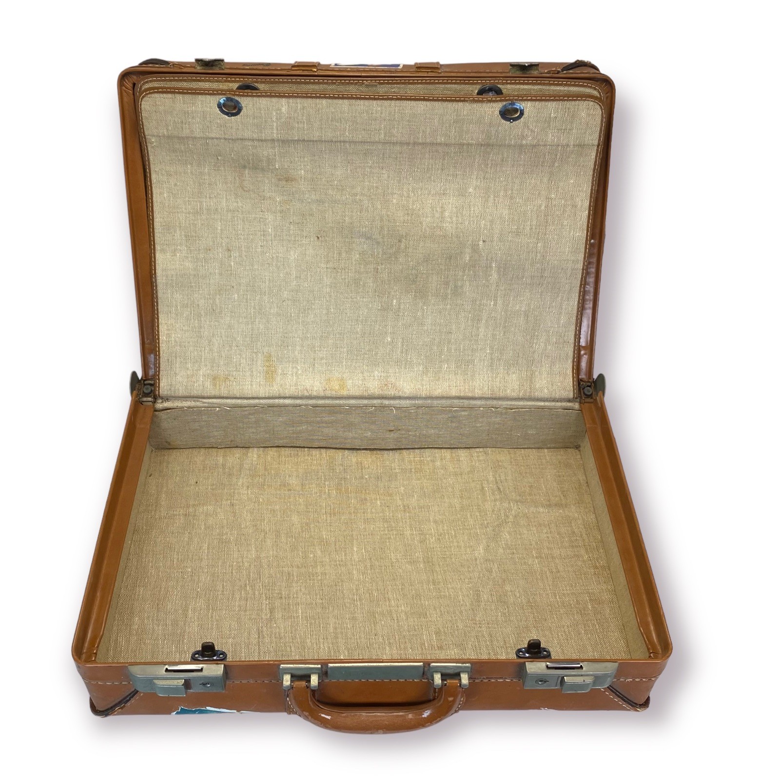 Vtg Skyway Suitcase w Travel/ Luggage Labels: Hotel Victora Cannes, Paris Ritz