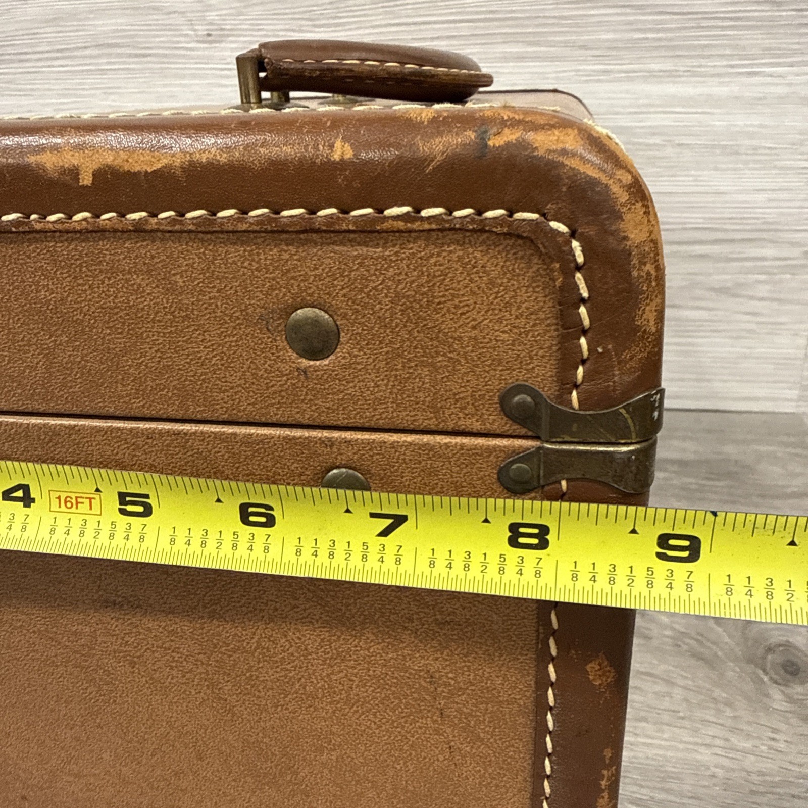 Vintage PLATT AIRESS Brown Vanity Makeup Case 14”x8.75”x8” With Mirror-No Key