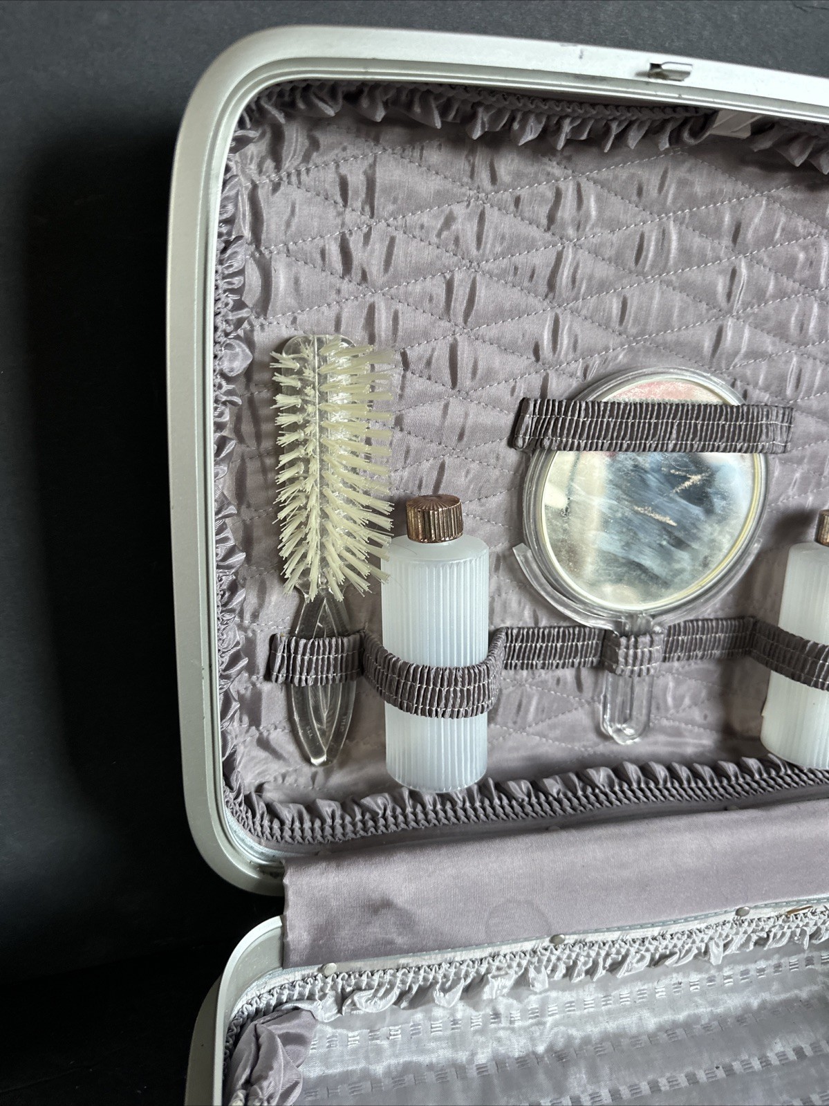Samsonite Hard Shell 1950 Carry-On Luggage Small Travel Bag w/ Mirror #P