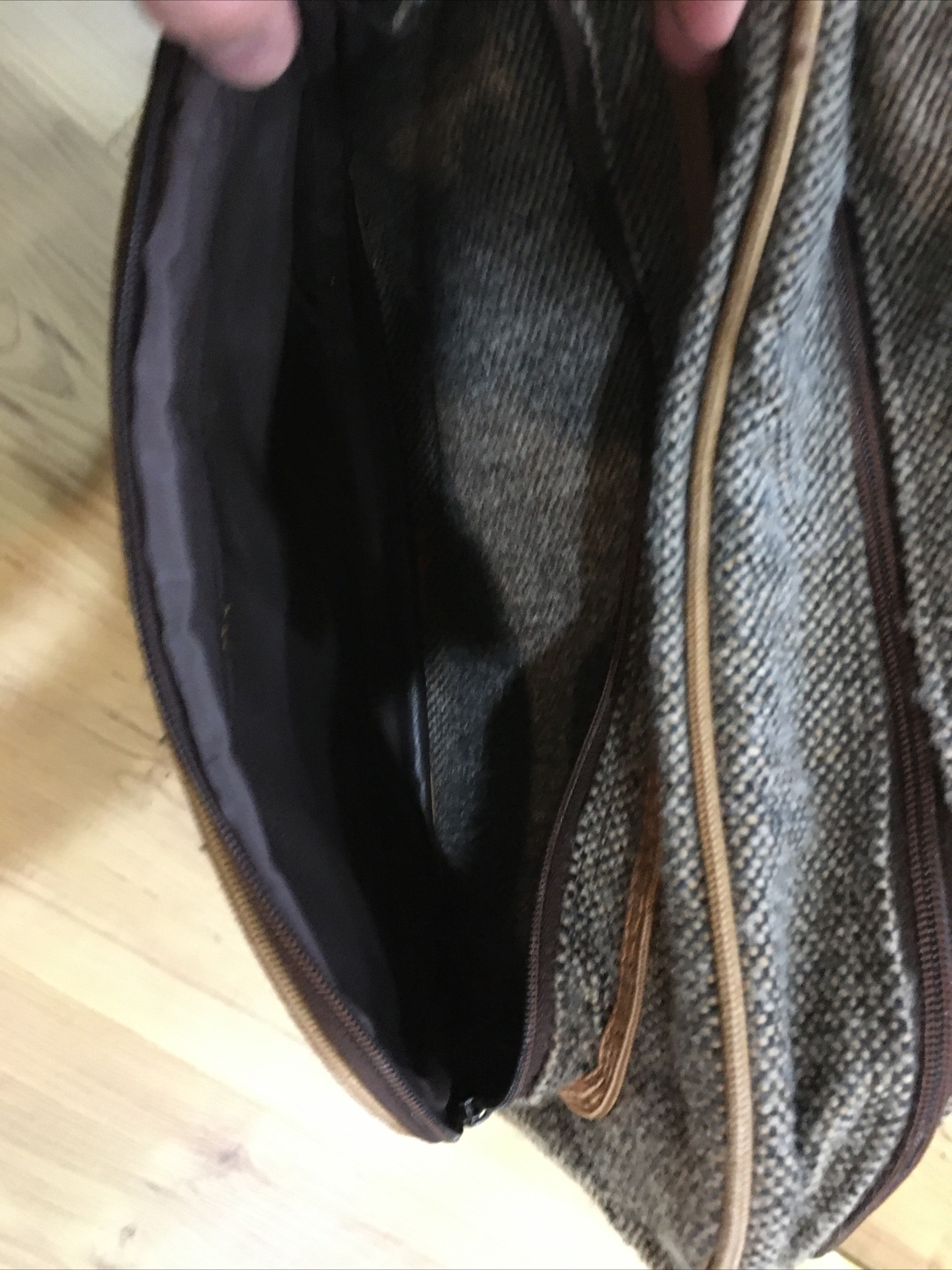 VTG 80s Pierre Cardin Brown Tweed Carry-On Shoulder Bag Strap Weekend Travel
