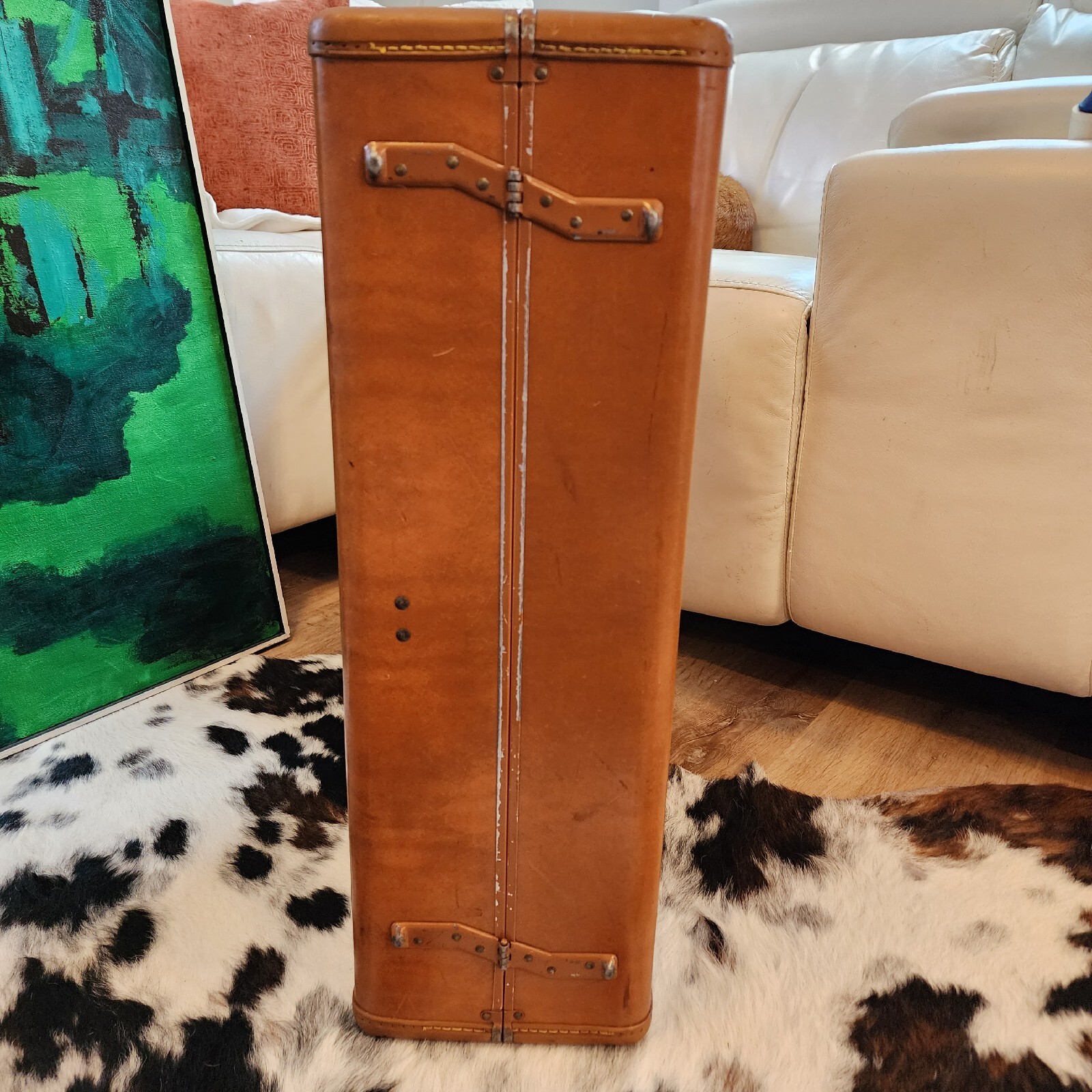 Vintage Samsonite Shwayder Saddle Tan Hardshell Suitcase Denver,CO USA 1940s,50s