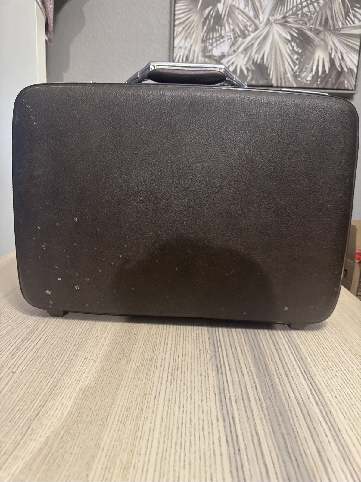 Vintage American Tourister Suitcase Hard Shell Luggage Brown 1970s Travel Prop L