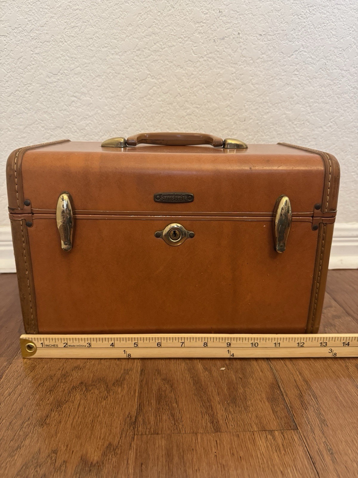 Vtg Samsonite TRAIN CASE Shwayder Bros. Style 4612 Brown Hard Case w/ Mirror
