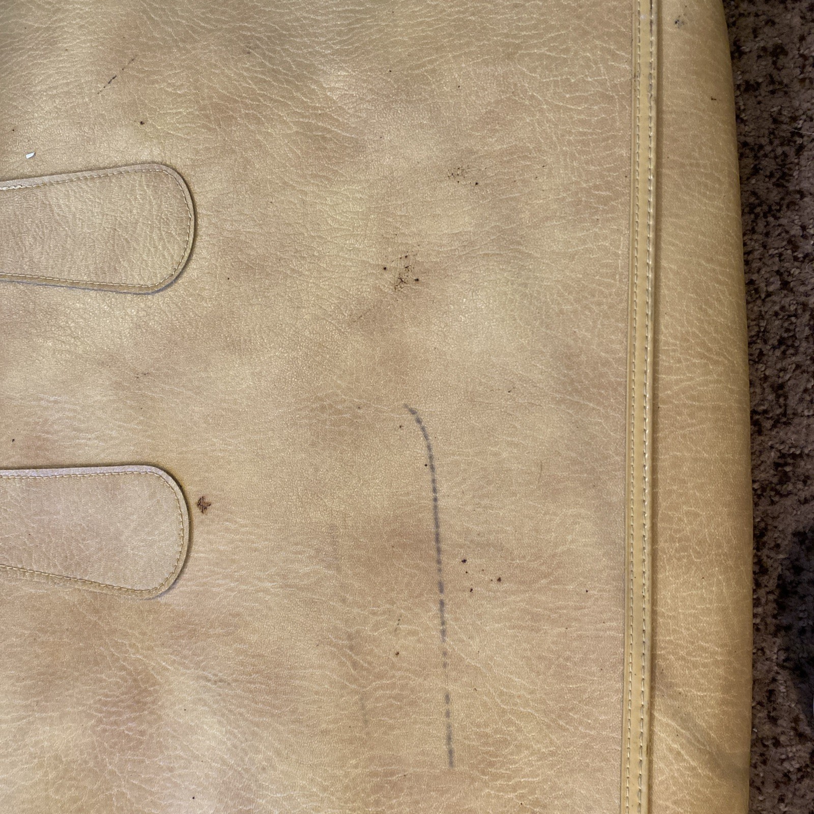 VTG Travel Shoe Bag by Ventura Tan/Yellow Faux Leather Tote Lock Key Tag