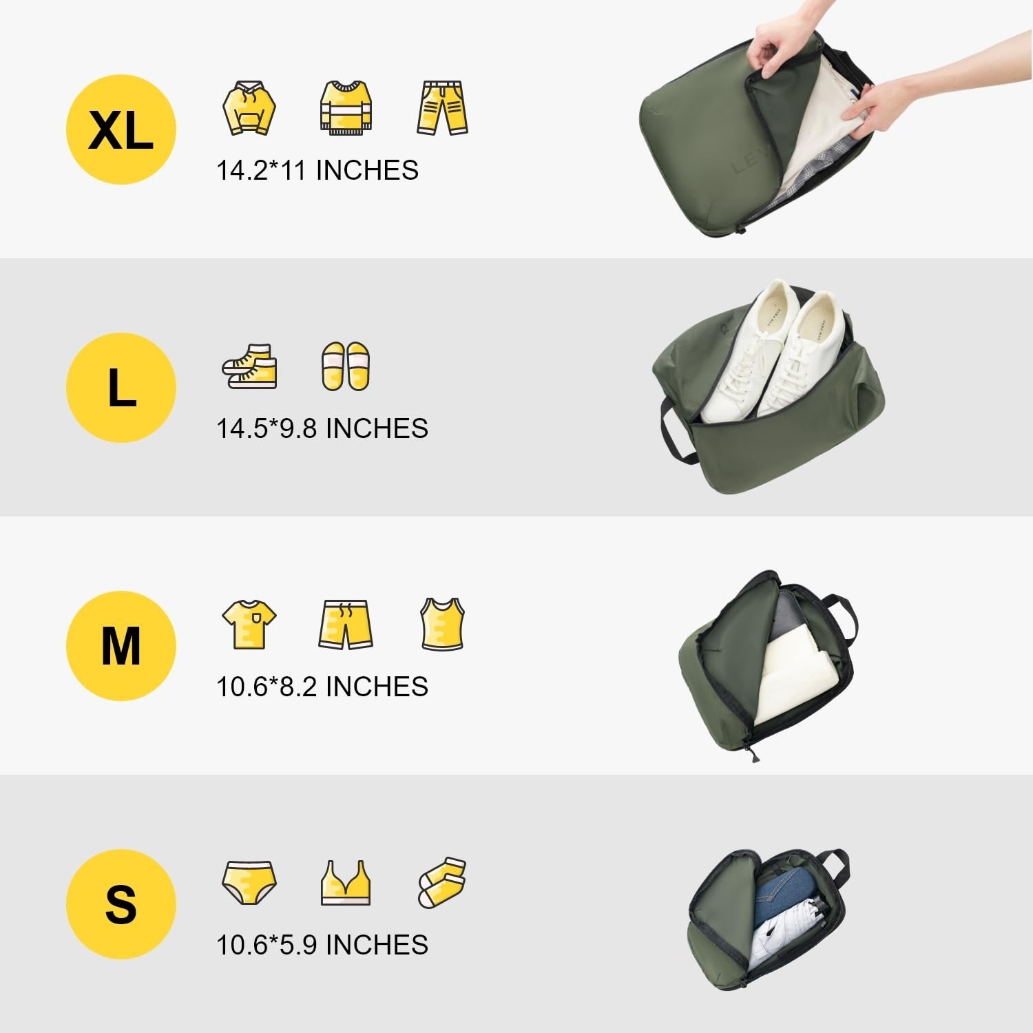 LEVEL8 Compression Packing Cubes for Suitcase, 6 Set Travel Bags with Shoe Or…