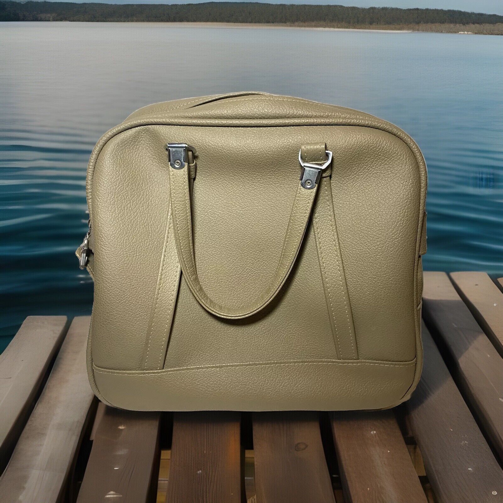 Vtg American Tourister Carry On Tan Taupe Tote Bag Luggage 1970’s With Key