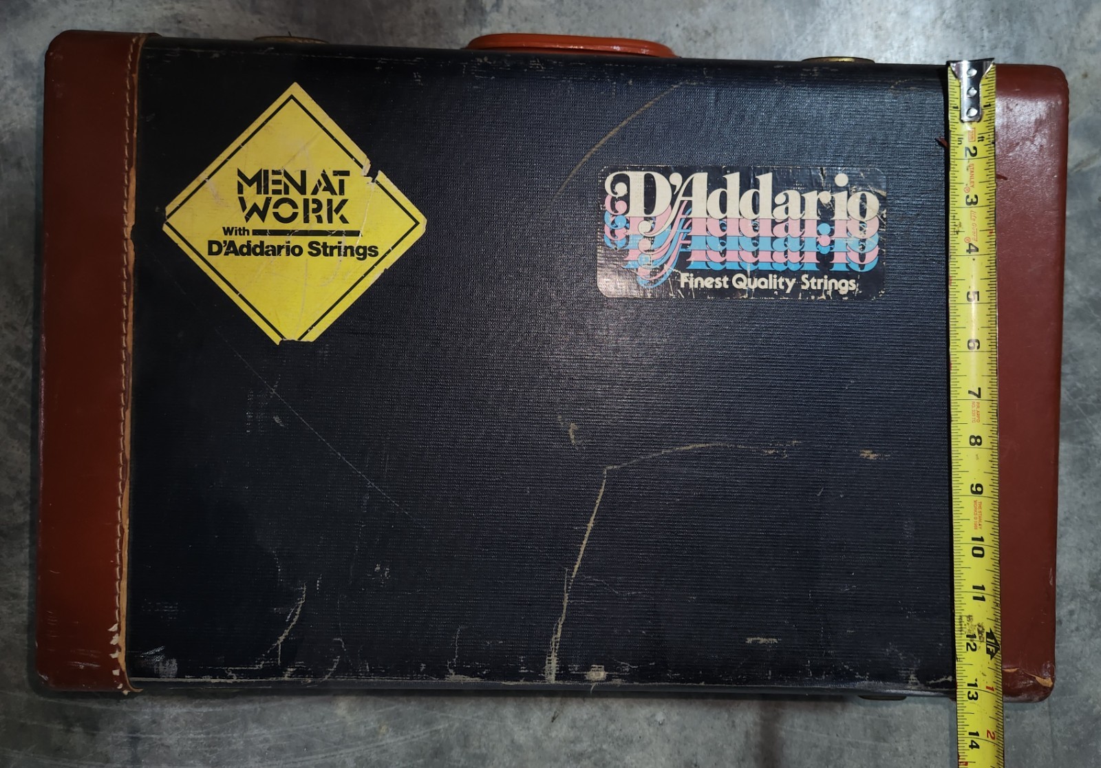 Antique Vintage SUITCASE 1900s Travel Luggage Black Brown Blue D’Addario Strings
