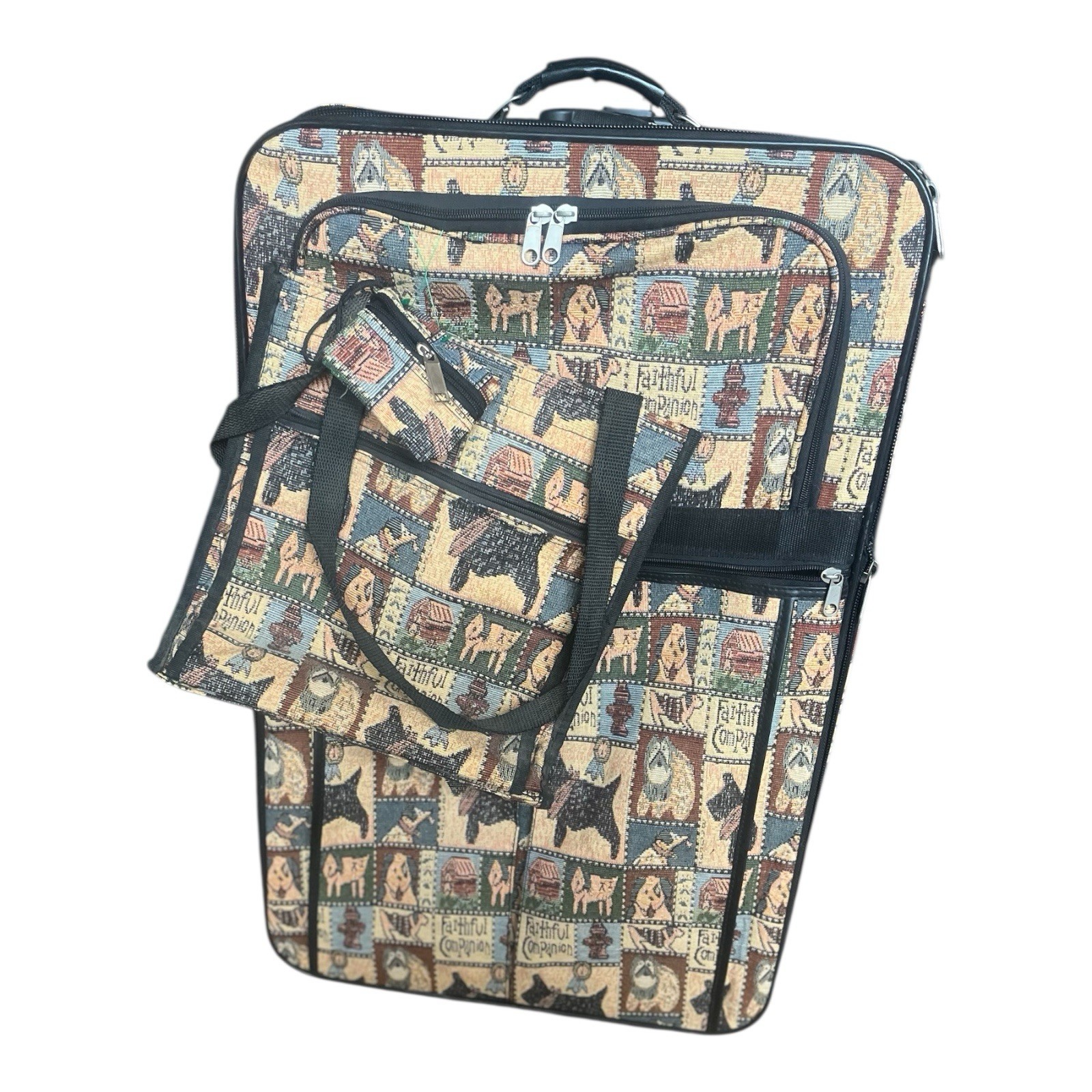 Large, Vintage, Faithful Companion Suitcase, With Tote And Change Purse, By Jade