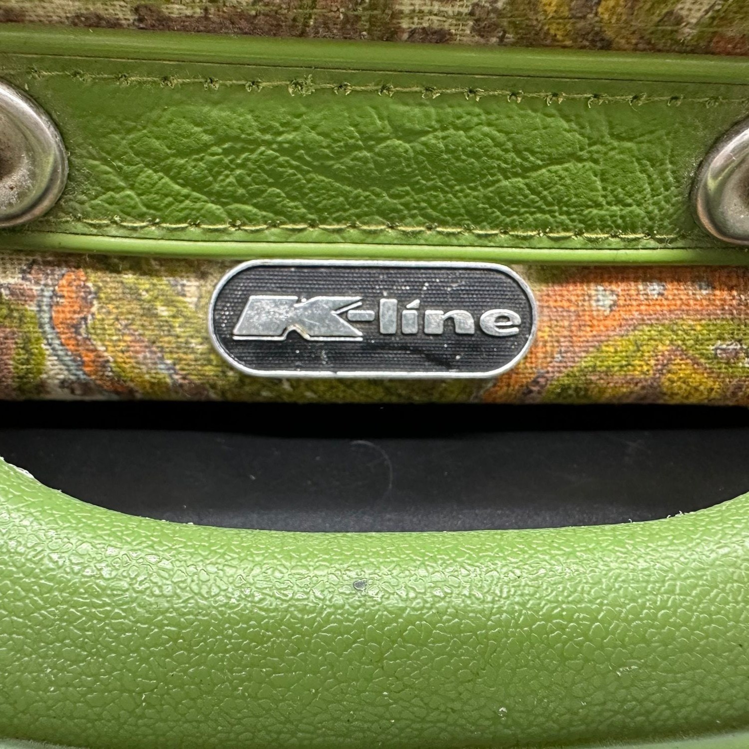 Vintage Suitcase Key Paisley Avocado Green Orange 1970s Travel Canvas Luggage