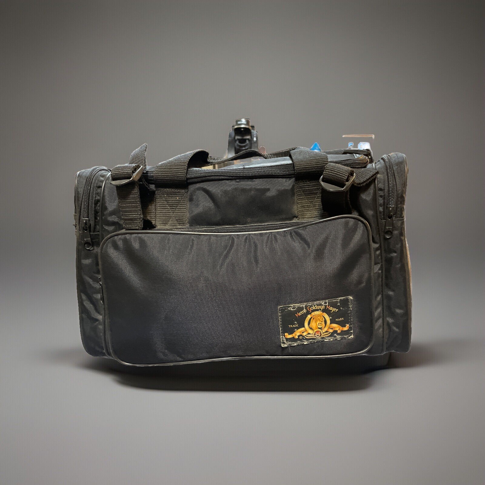 Vintage Camera Bag Carry On Duffle Bag Retro Black Bag Marked See Famous Emblem