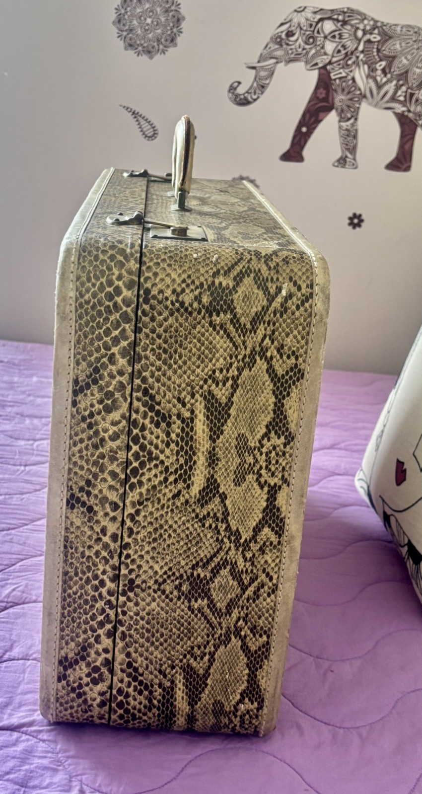 Hemingway Style SKYWAY LUGGAGE SNAKESKIN HARDSHELL SUITCASE 24” VINTAGE RETRO