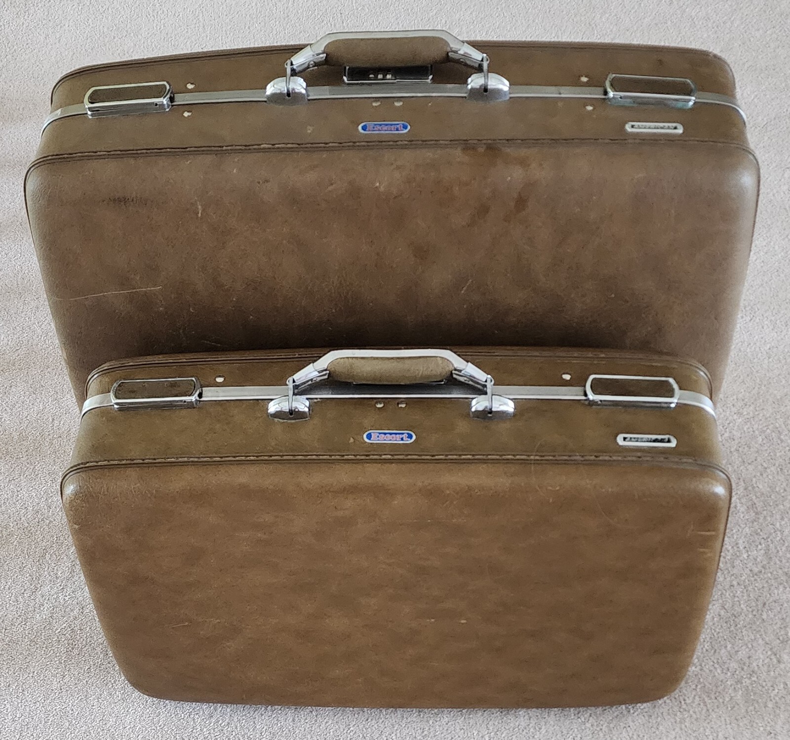 Vintage American Tourister Escort 2 Peice Brown Luggage