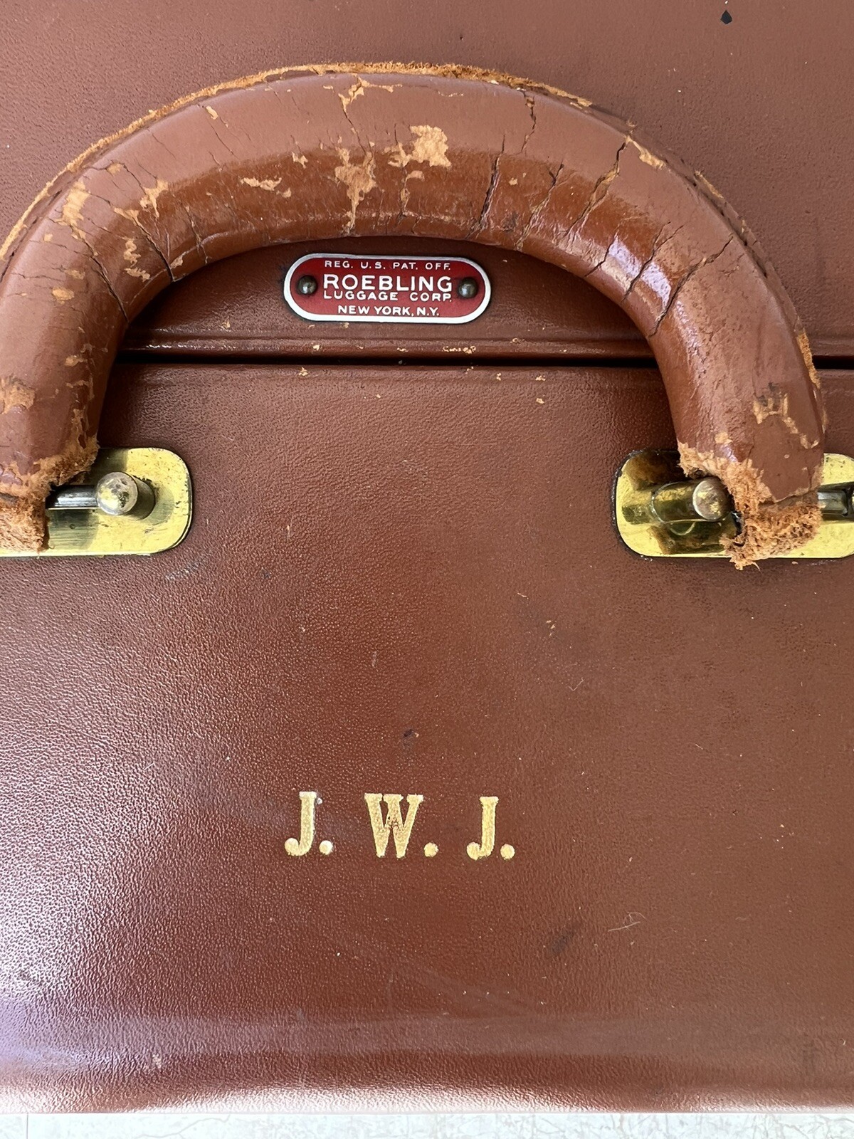 Leather Roebling Luggage Co. Suitcase Travel Display Prop Locks w/ Hangers RARE