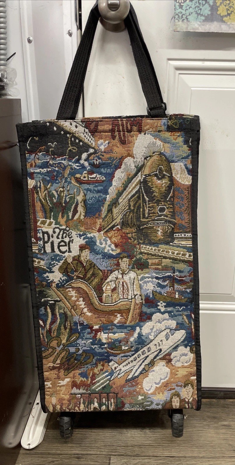 Bovano The Pier Folding Rolling Bag Canvas Tapestry Travel Vintage – READ