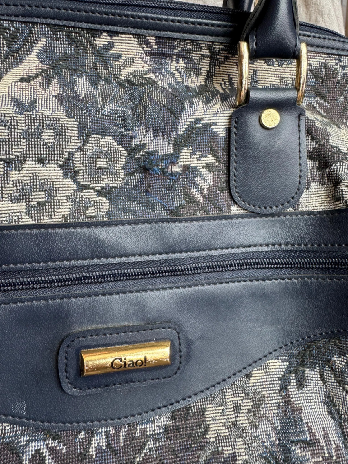 Vintage Ciao! Floral Tapestry Weekender Bag | Retro 90s Overnight Carry-On