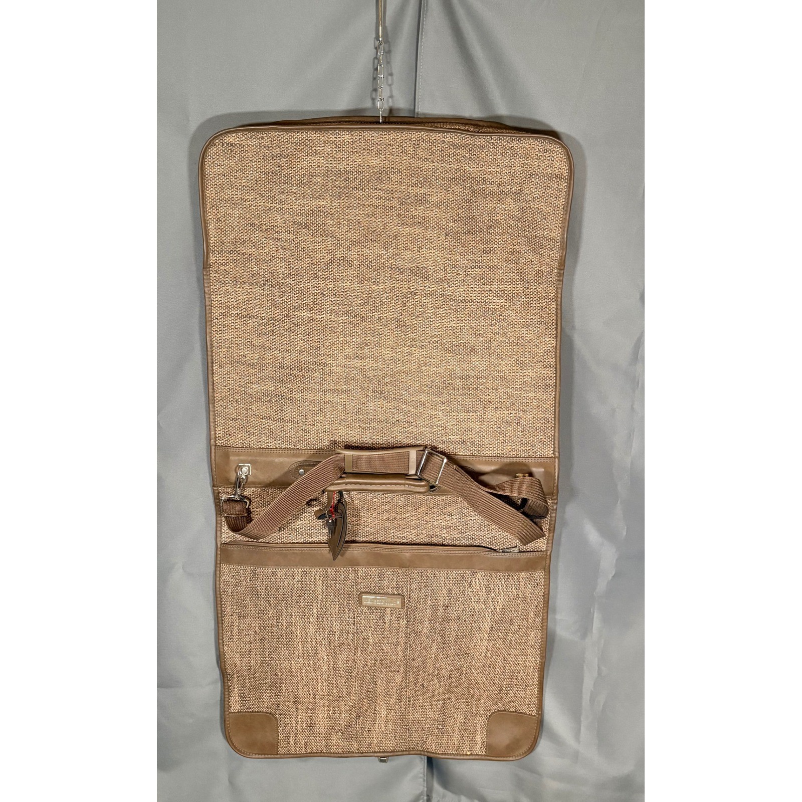 Vintage Members Only 3 Piece Luggage Set Brown Tweed Suitcase Garment Carry On