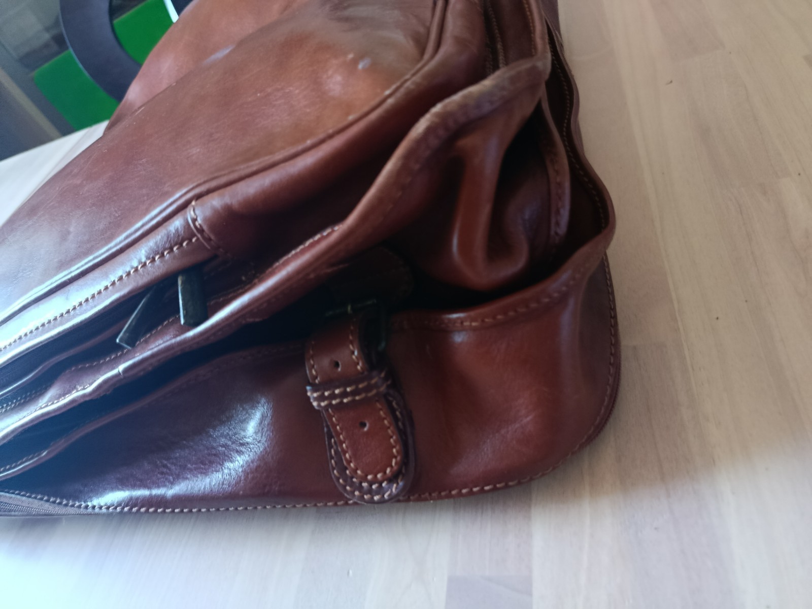 Vintage Genuine Leather Garment Bag Suit Carrier Travel Case Made in Italy