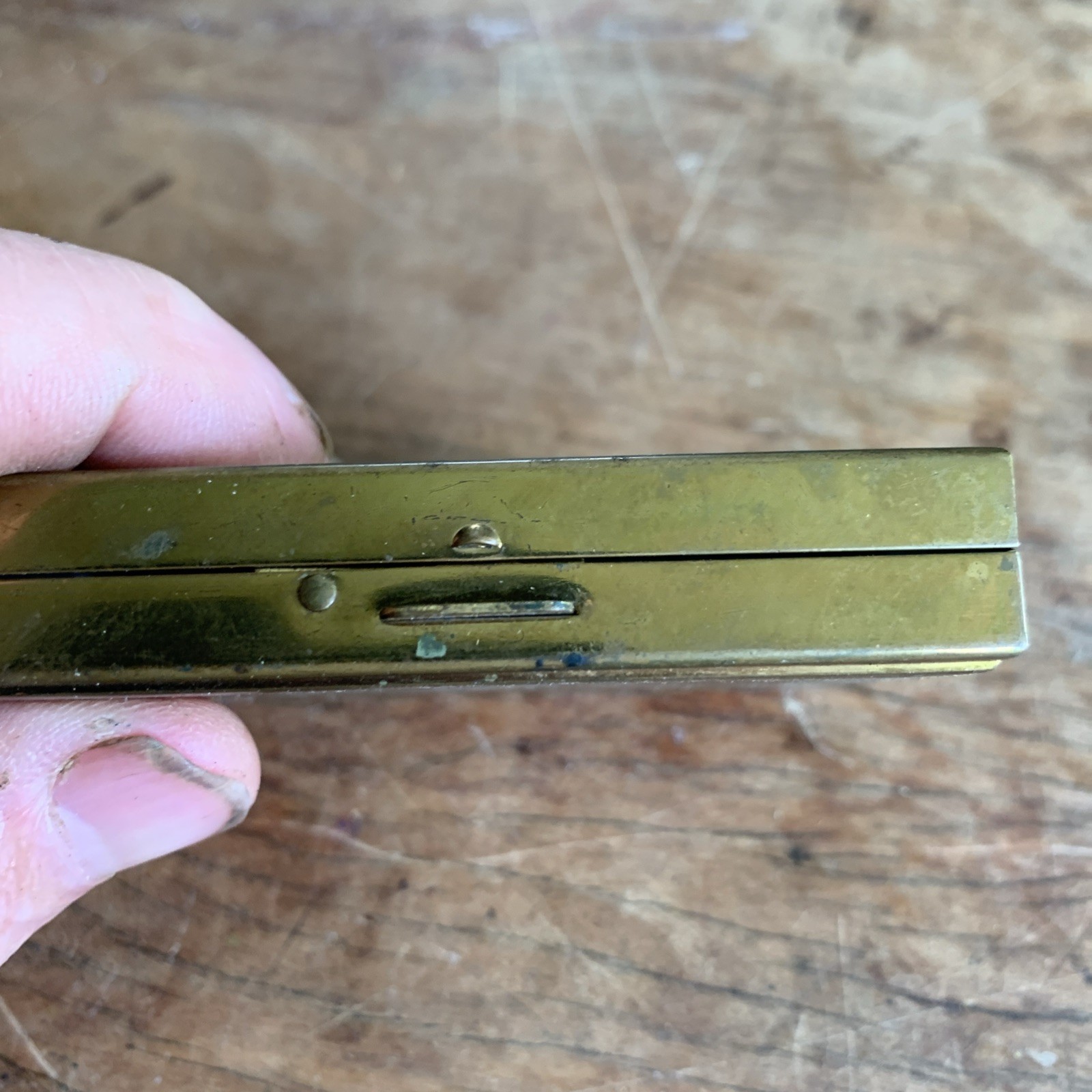Vintage Brass Toothbrushe n Paste Travel Case 1950-1960s