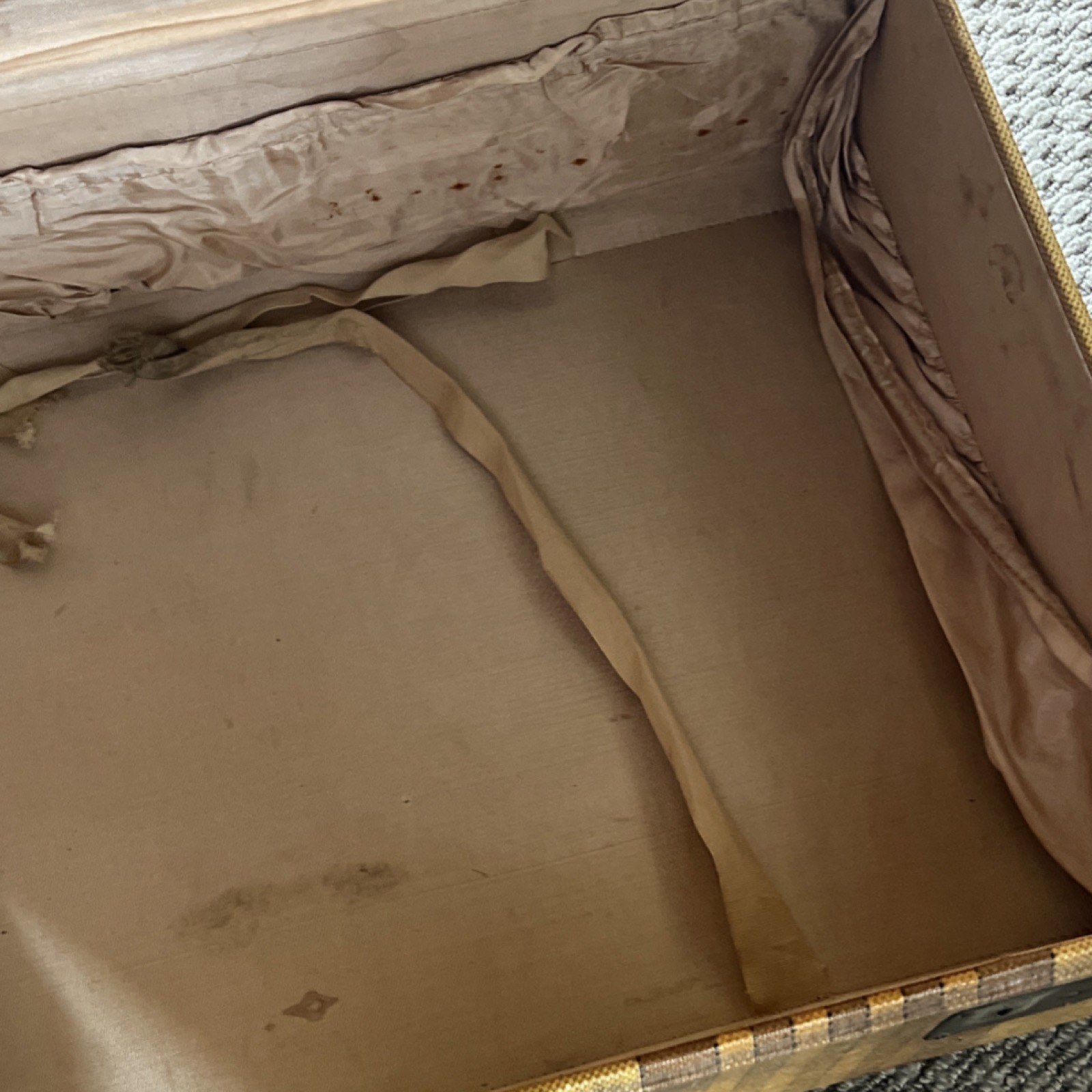 Belber Vintage Hard Canvas Leather Suitcase Beige Brown Travel Luggage-read!
