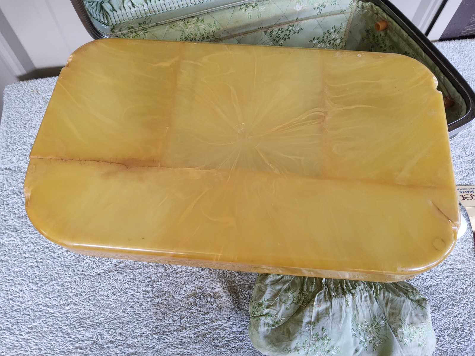 Vintage 60s American Tourister Green Hard Shell Train Case