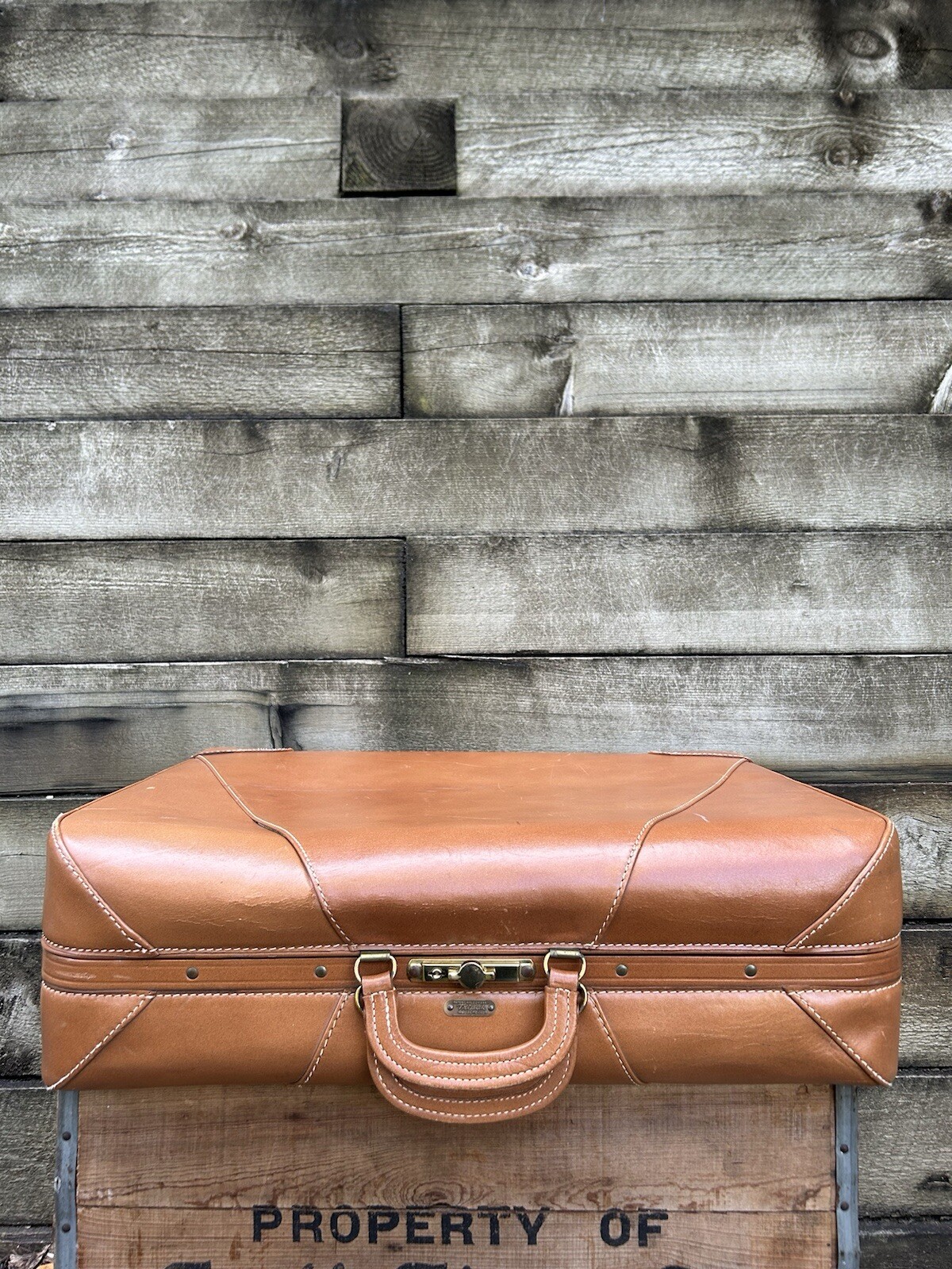 RARE Vintage Genuine Leather Schell Tripak Suitcase
