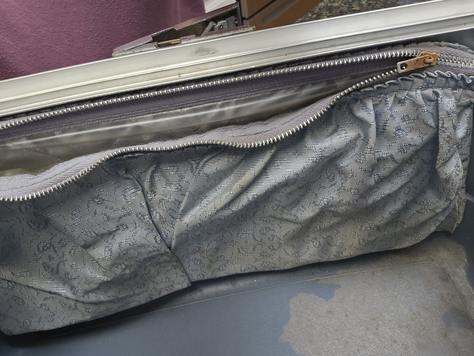 Vintage Sears Forecast Blue Hard Shell Train Case Makeup Cosmetic Travel Luggage